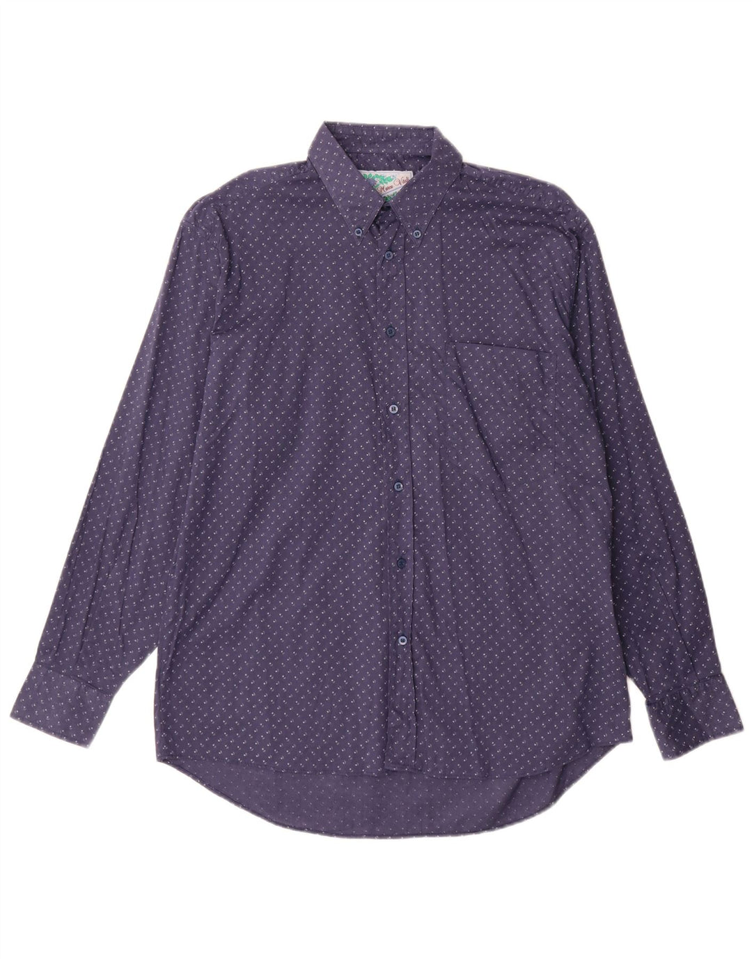 Camisa masculina vintage de algodão floral azul marinho médio