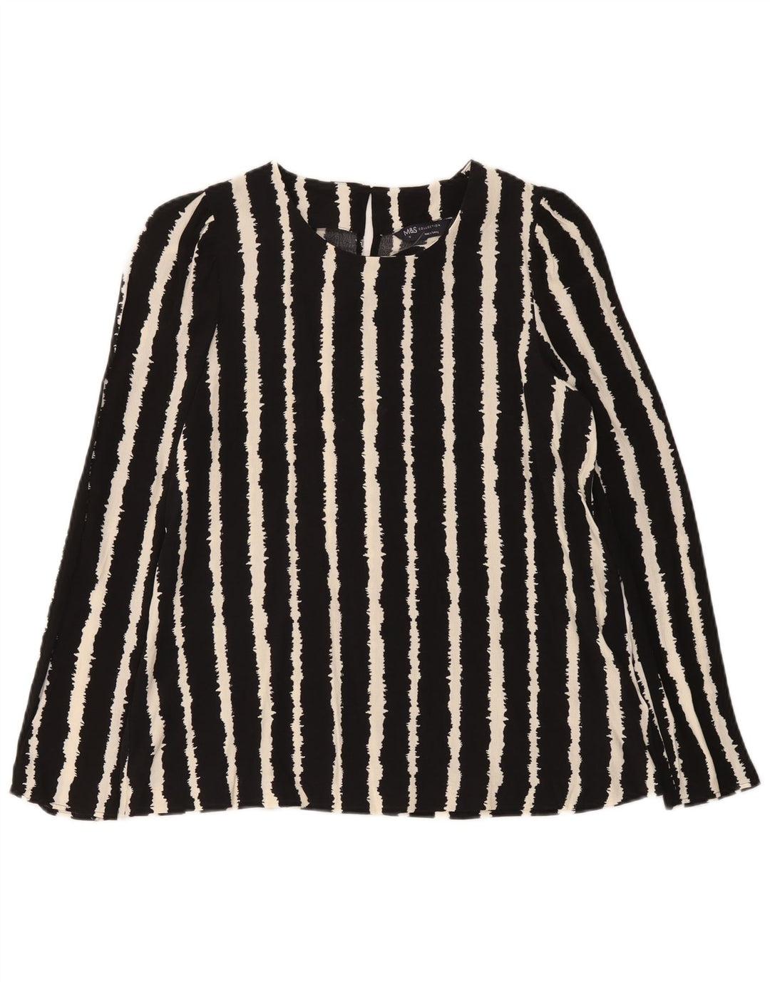 Blusa feminina de manga comprida Marks & Spencer UK 10 listrada preta pequena