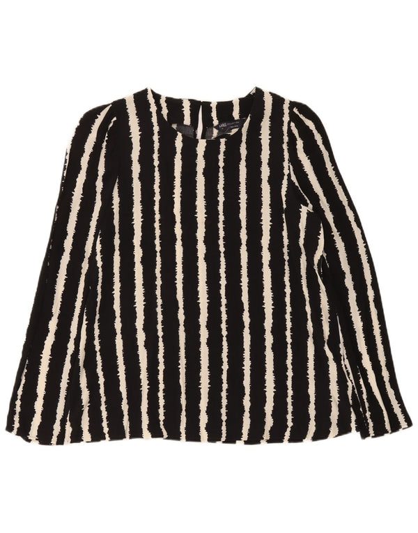 Blusa feminina de manga comprida Marks & Spencer UK 10 listrada preta pequena