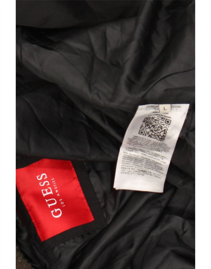 Guess Jaqueta masculina acolchoada com capuz UK 40 grande poliamida preta