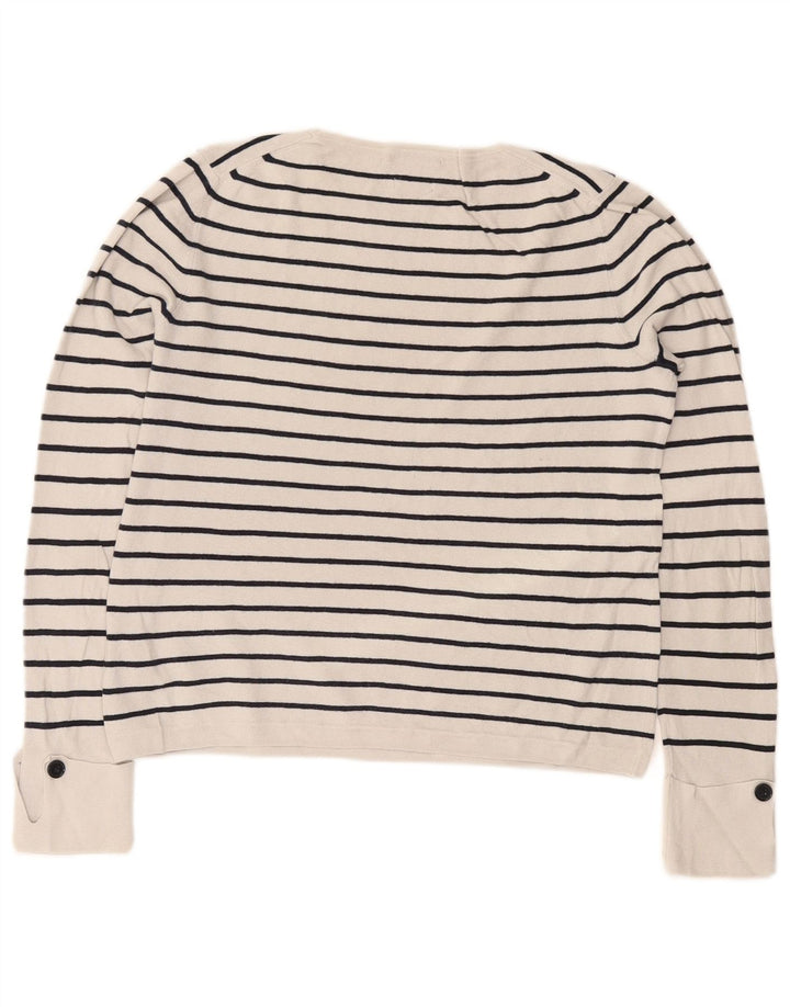 Suéter feminino MASSIMO DUTTI com gola canoa Reino Unido 14 médio off white