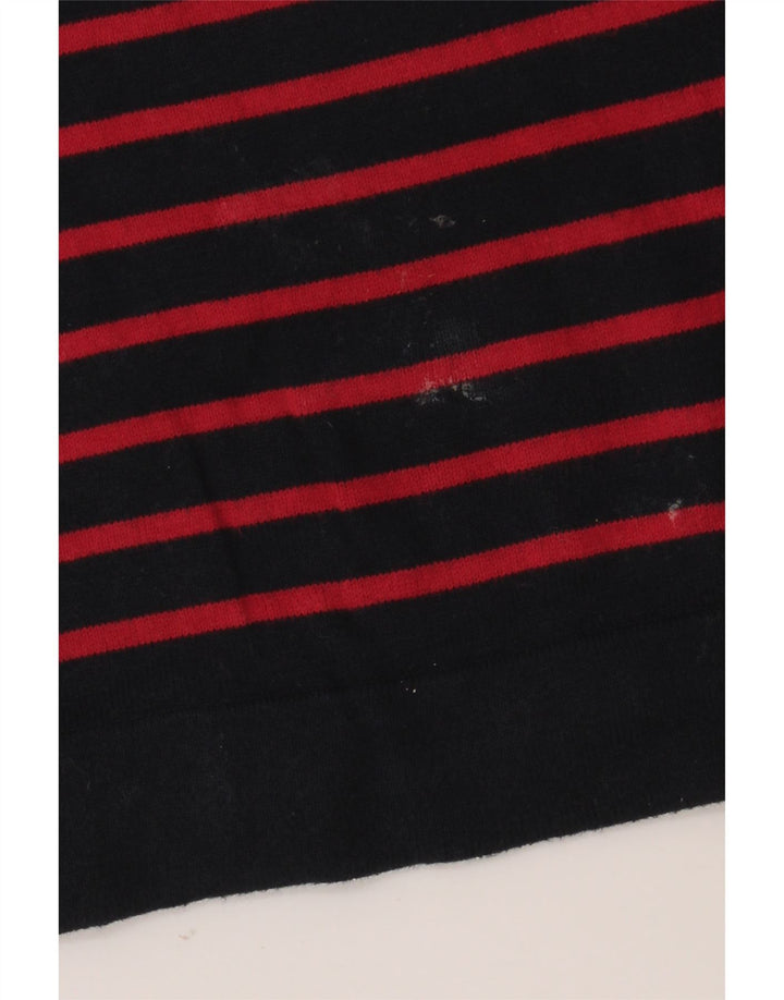 Zara Suéter masculino com gola redonda e algodão listrado azul marinho médio