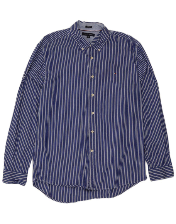 Camisa masculina Tommy Hilfiger XL azul risca de giz algodão
