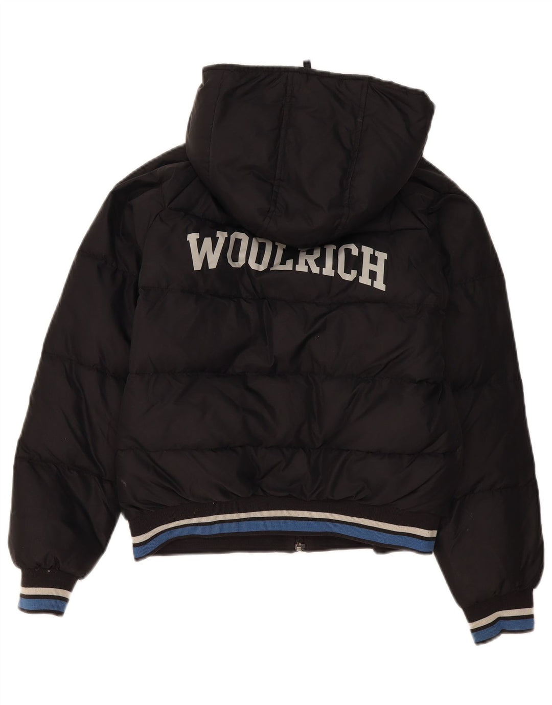 Jaqueta acolchoada com capuz gráfico Woolrich Boys 11-12 anos preto nylon