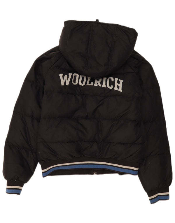 Jaqueta acolchoada com capuz gráfico Woolrich Boys 11-12 anos preto nylon