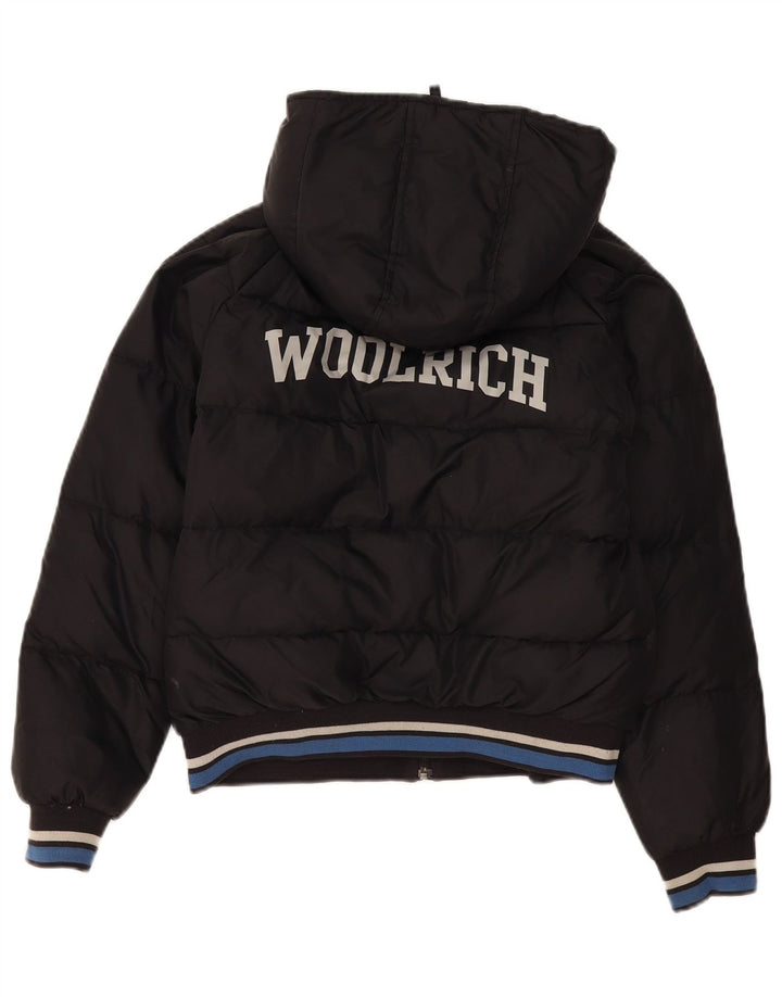 Jaqueta acolchoada com capuz gráfico Woolrich Boys 11-12 anos preto nylon