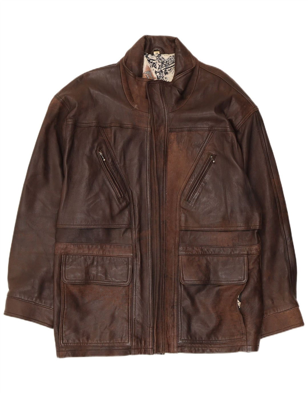 Casaco de couro masculino VINTAGE EU 50 grande couro marrom
