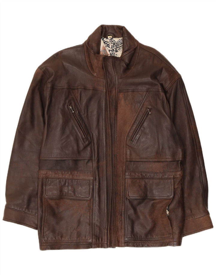 Casaco de couro masculino VINTAGE EU 50 grande couro marrom