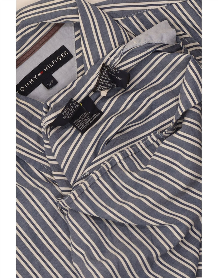 Camisa masculina TOMMY HILFIGER pequena listrada azul de algodão