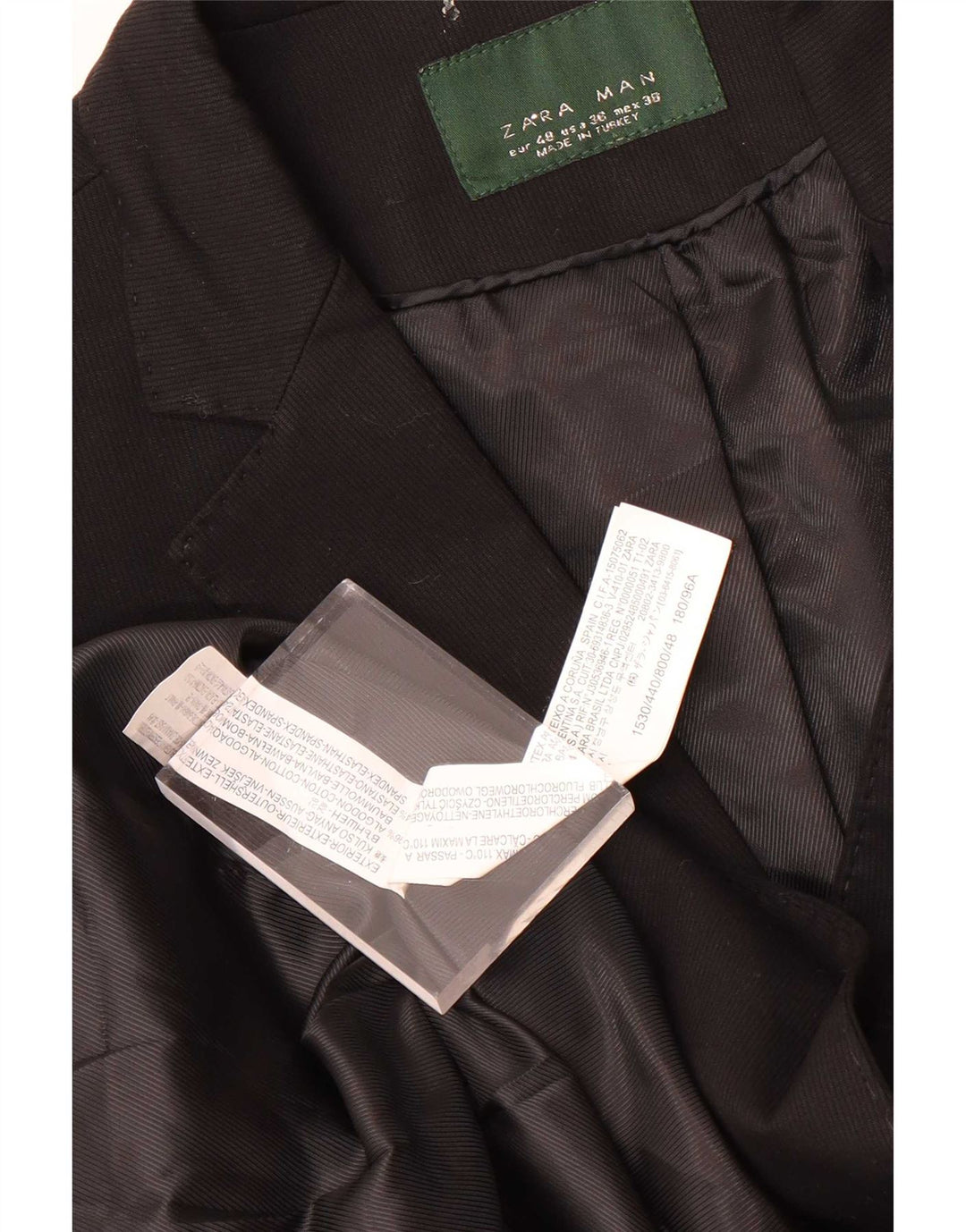 Jaqueta blazer masculina Zara com 2 botões EU 48 algodão preto médio
