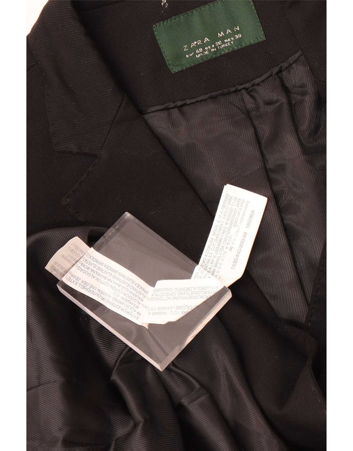 Jaqueta blazer masculina Zara com 2 botões EU 48 algodão preto médio