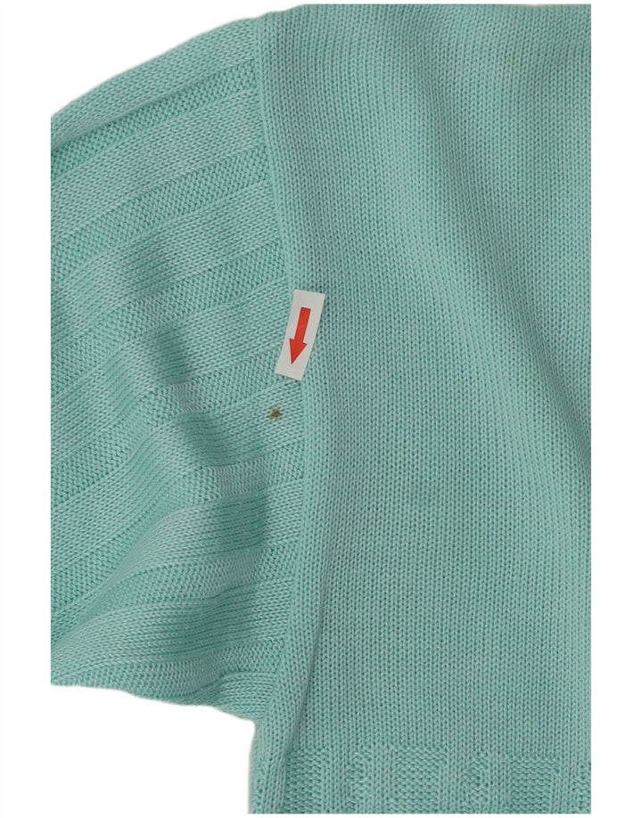 Suéter masculino vintage com gola polo e turquesa médio