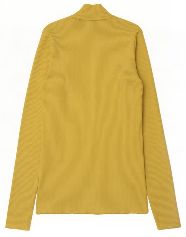 Top feminino Zara manga comprida UK 8 pequeno amarelo poliamida