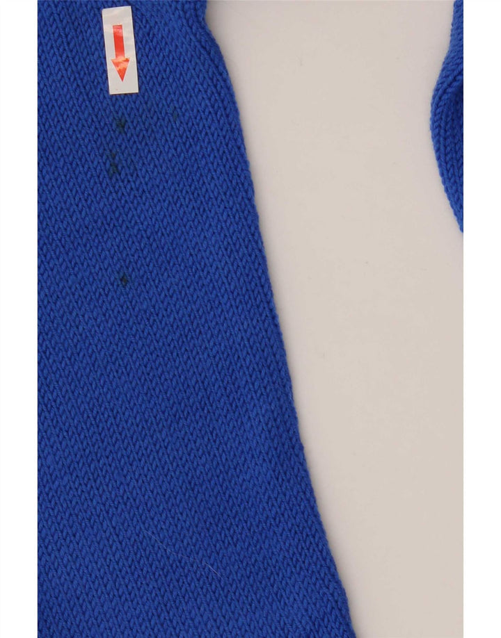 Suéter masculino vintage com decote em V azul médio