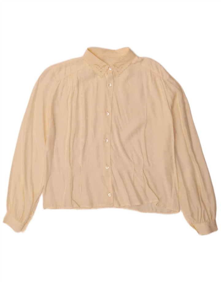Blusa feminina vintage IT 46 grande seda branca