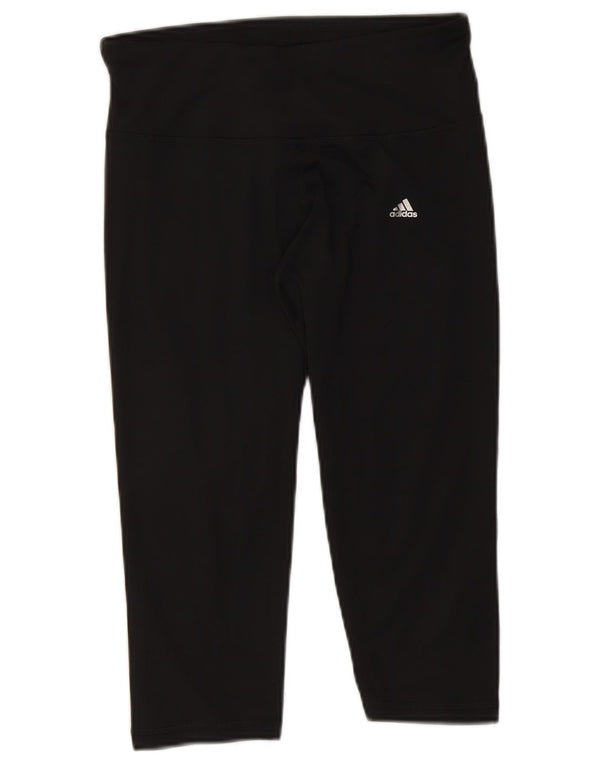Adidas Womens Climalite Capri Leggings UK 12/14 Médio Preto Poliéster