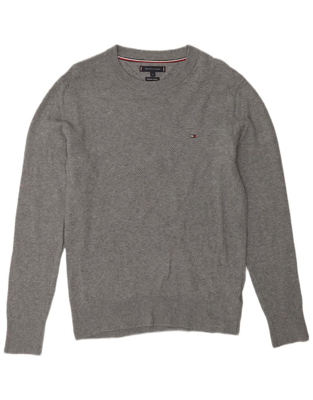 Suéter masculino TOMMY HILFIGER com gola canoa algodão cinza médio