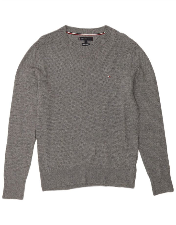 Suéter masculino TOMMY HILFIGER com gola canoa algodão cinza médio