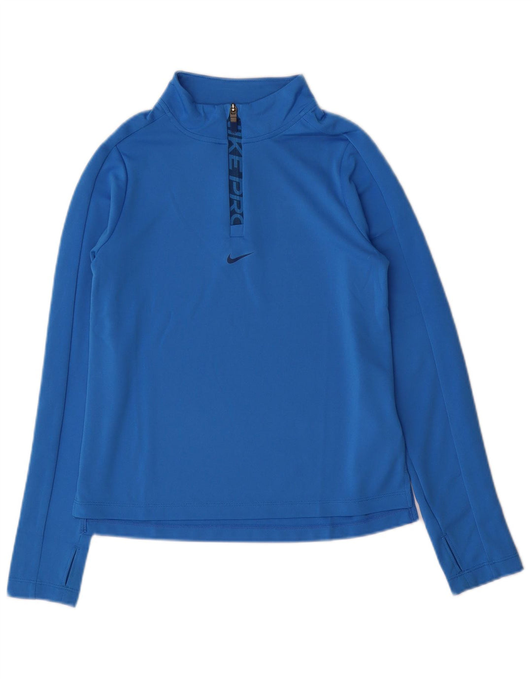 Nike Girls Dri Fit Zip Neck Pullover Treino Top 12-13 Anos Grande Azul