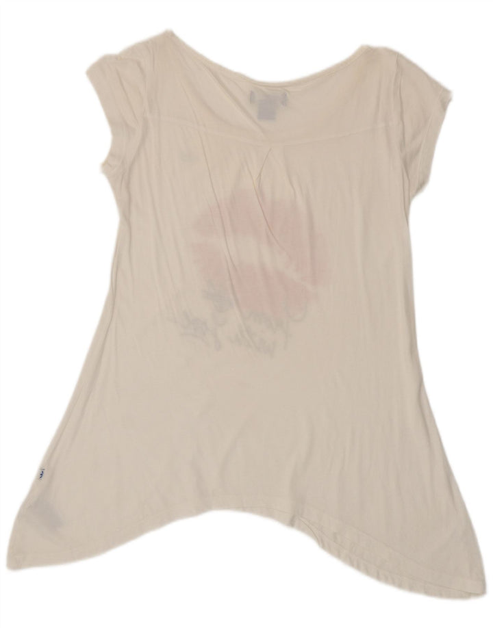 Top túnica assimétrica gráfica ADIDAS feminino Reino Unido 8 pequeno algodão branco