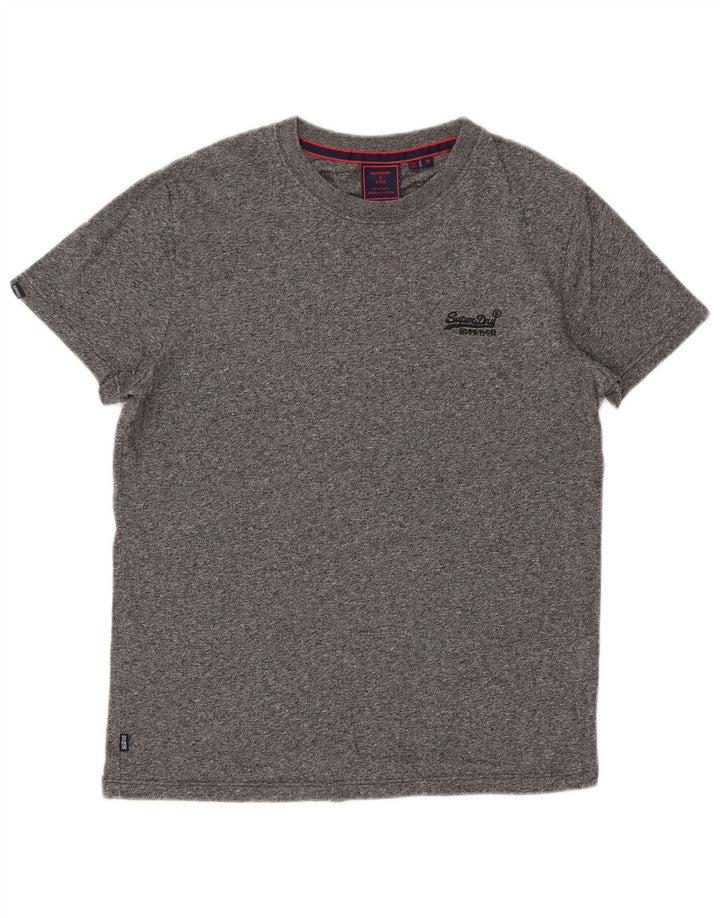 Camiseta masculina Superdry Top cinza médio algodão manchado