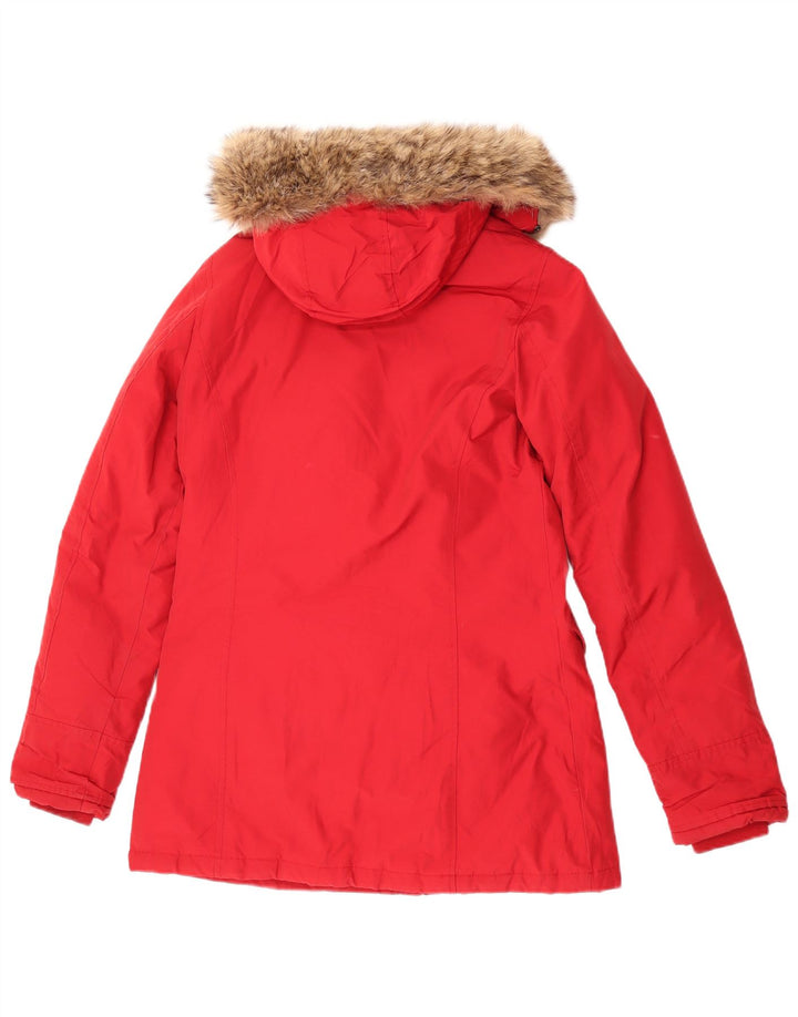 Jaqueta acolchoada com capuz feminina Woolrich Reino Unido 10 algodão vermelho pequeno