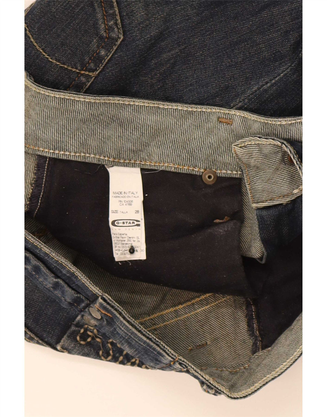 Jeans recortados femininos G-Star W28 L25 algodão azul marinho