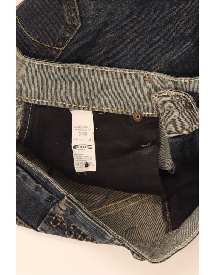 Jeans recortados femininos G-Star W28 L25 algodão azul marinho