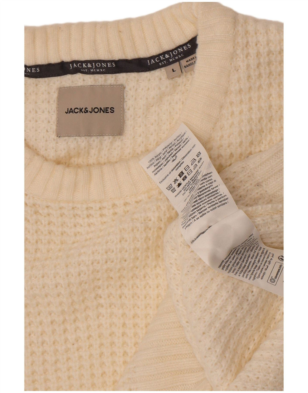 Suéter masculino Jack & Jones com gola redonda grande acrílico branco