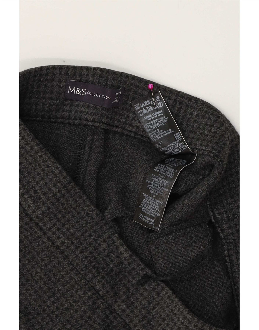 Leggings femininos Marks & Spencer Reino Unido 10 pequeno W28 L23 cinza houndstooth