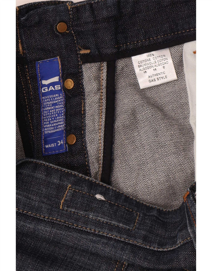 Gas Mens Loose Jeans W34 L34 Azul Marinho Algodão