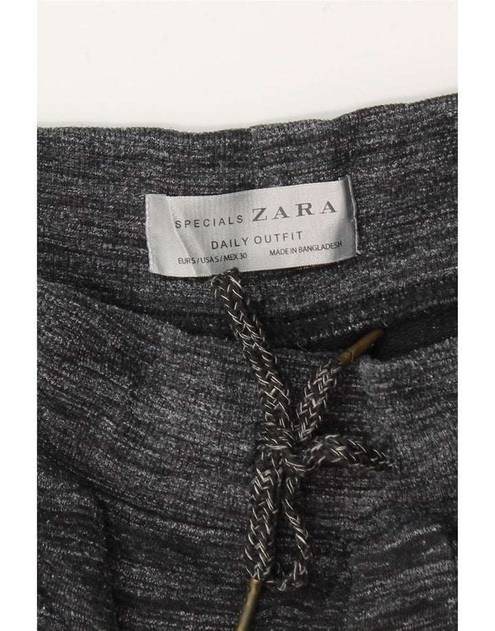 Zara Shorts esportivos masculinos pequenos algodão manchado cinza