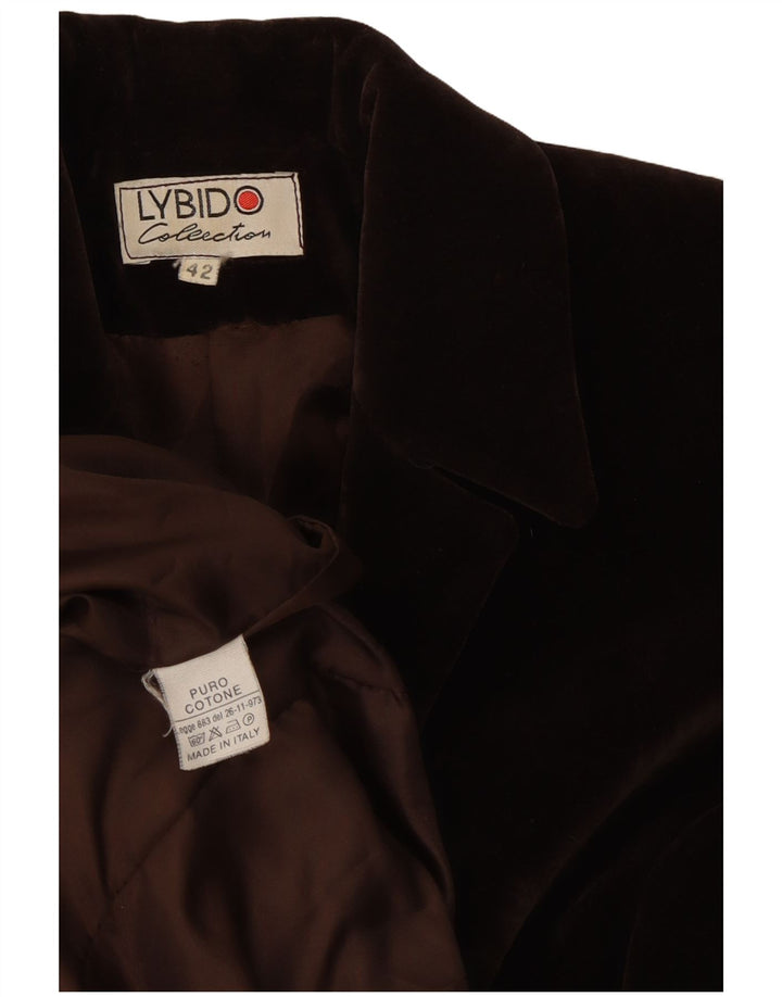Jaqueta blazer feminina de veludo com 3 botões Lybido IT 42 algodão marrom médio