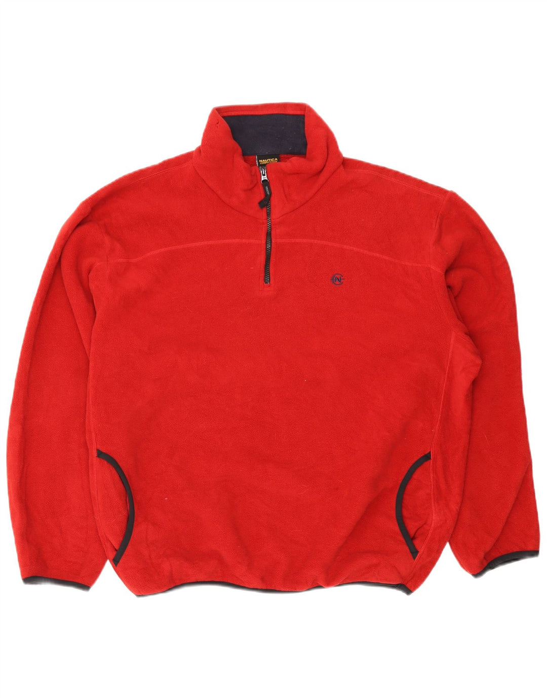 Suéter de lã masculino Nautica com zíper e gola XL poliéster vermelho