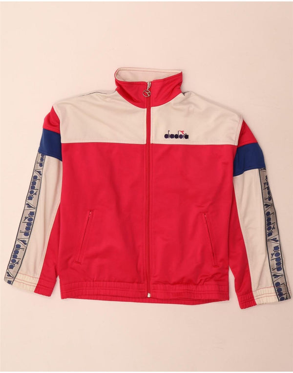 Diadora Mens Graphic Tracksuit Top Jacket UK 32 2XS Rosa Colourblock