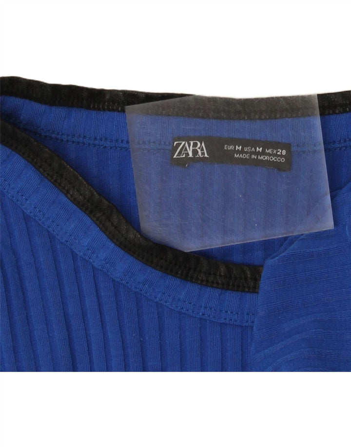 Zara Camiseta Feminina Top UK 12 Azul Médio