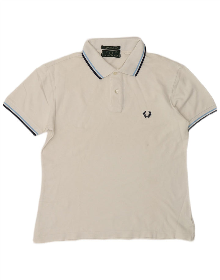 Camisa polo masculina Fred Perry de algodão branco médio
