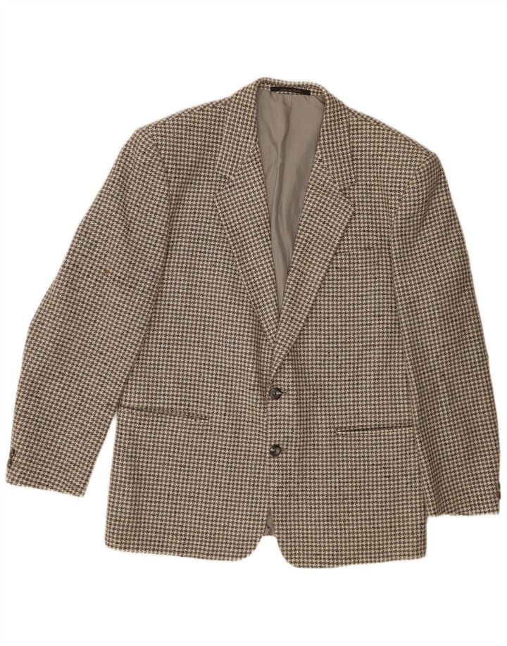 Jaqueta blazer masculina de 2 botões Division Vogue UK 38 cinza médio Houndstooth