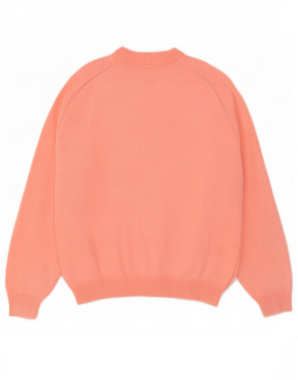 Suéter feminino vintage com gola redonda grande, Reino Unido 16, laranja grande