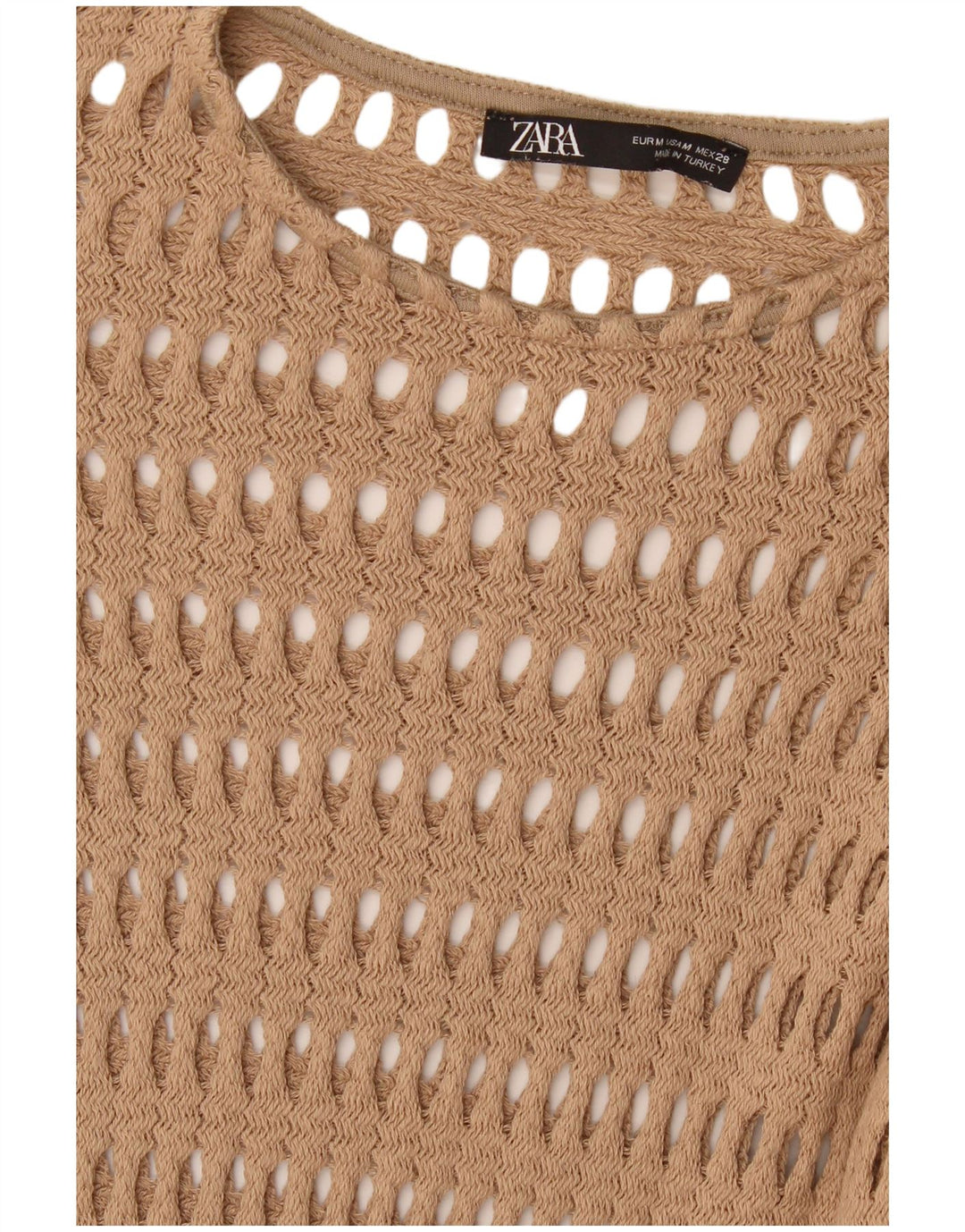 Zara Vestido de praia feminino de crochê Reino Unido 12 Médio Bege