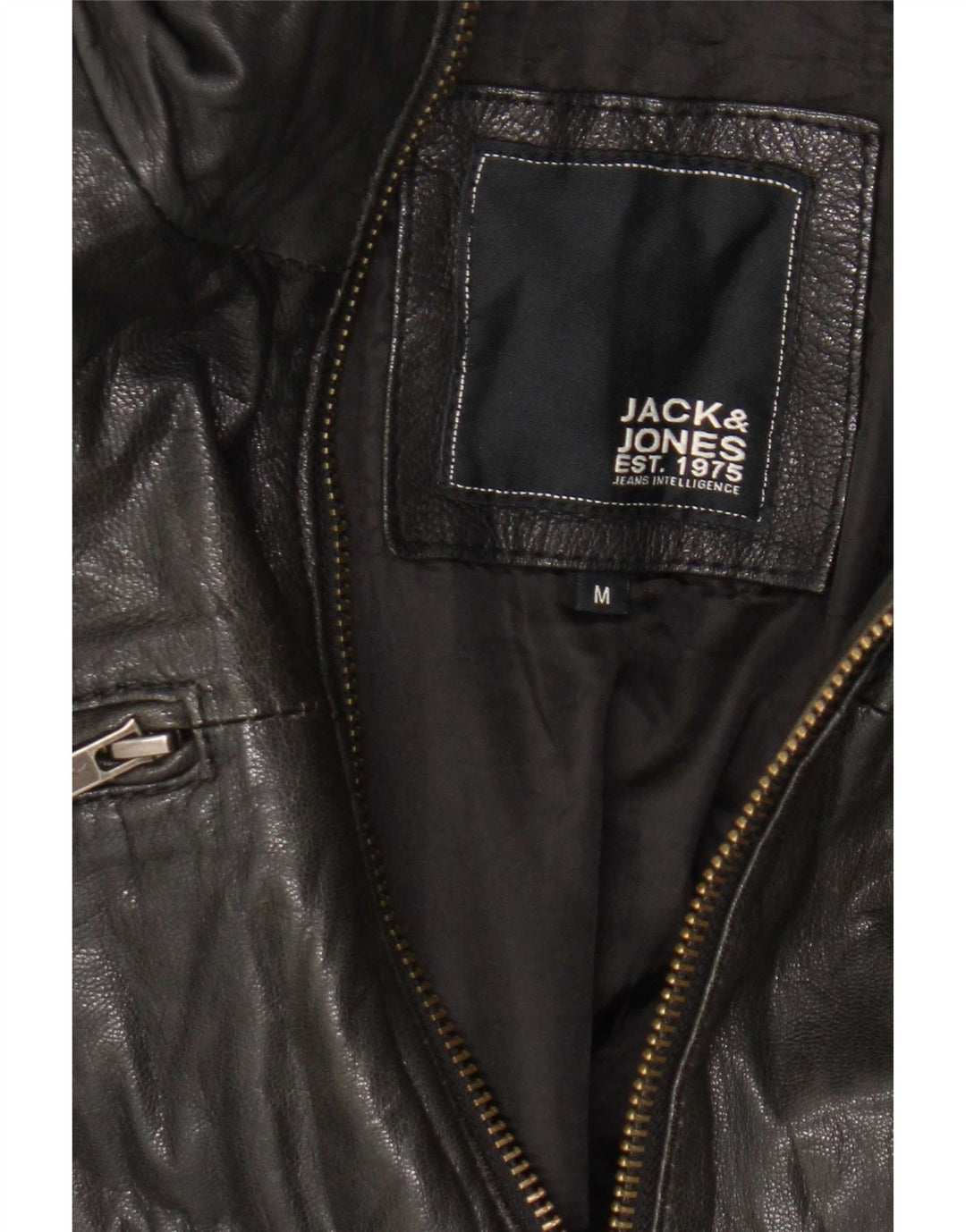 Jaqueta bomber masculina de couro Jack & Jones Reino Unido 38 médio preto