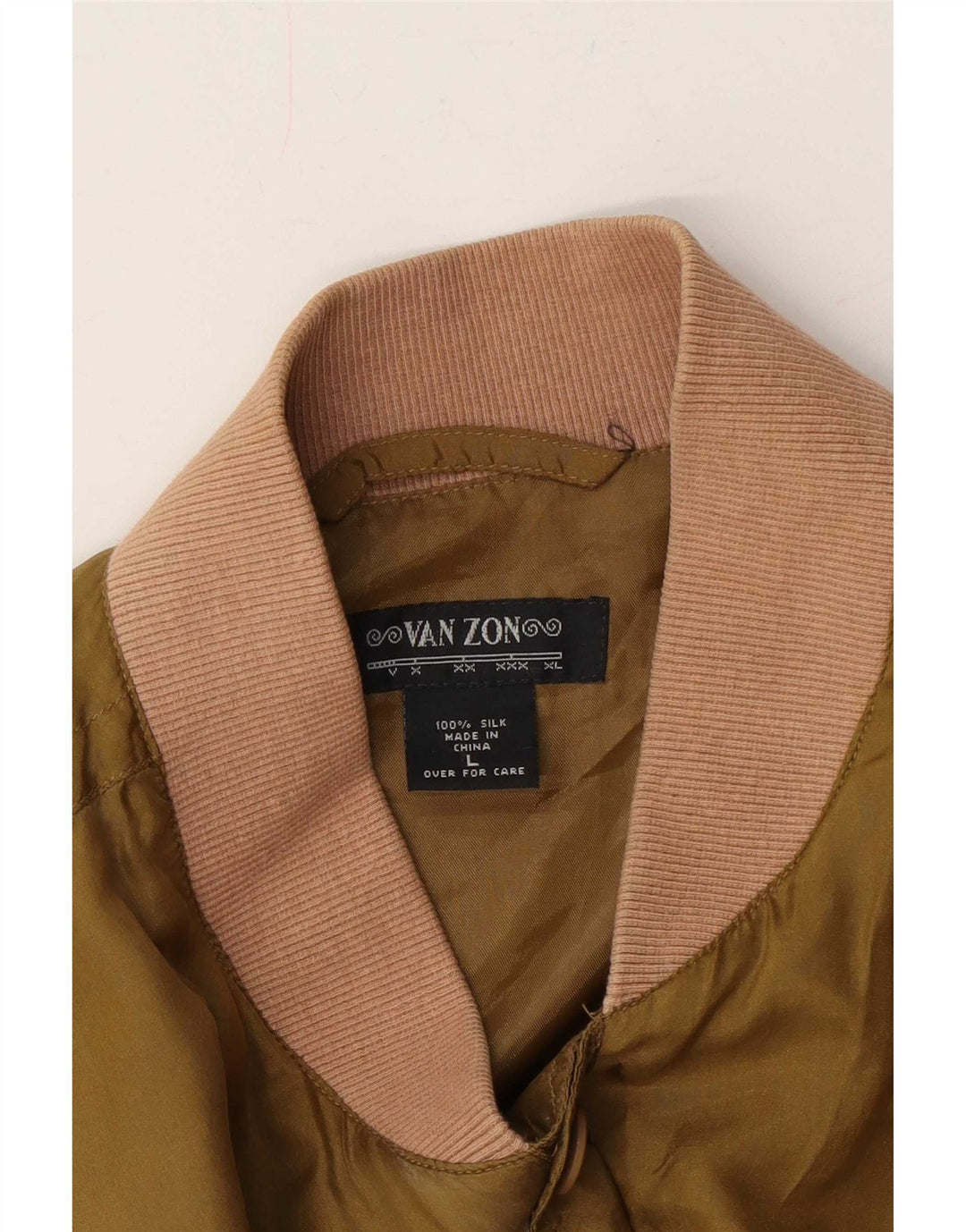Jaqueta bomber masculina Van Zon Reino Unido 40 grande seda cáqui colorblock