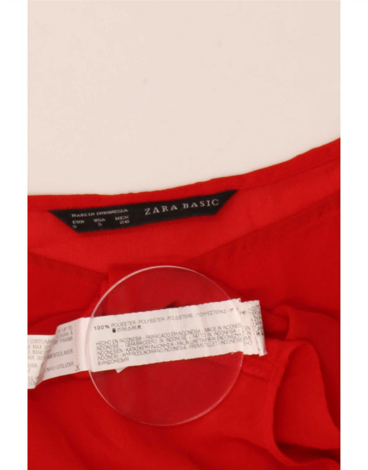 Blusa feminina transparente Zara UK 10 pequena poliéster vermelho