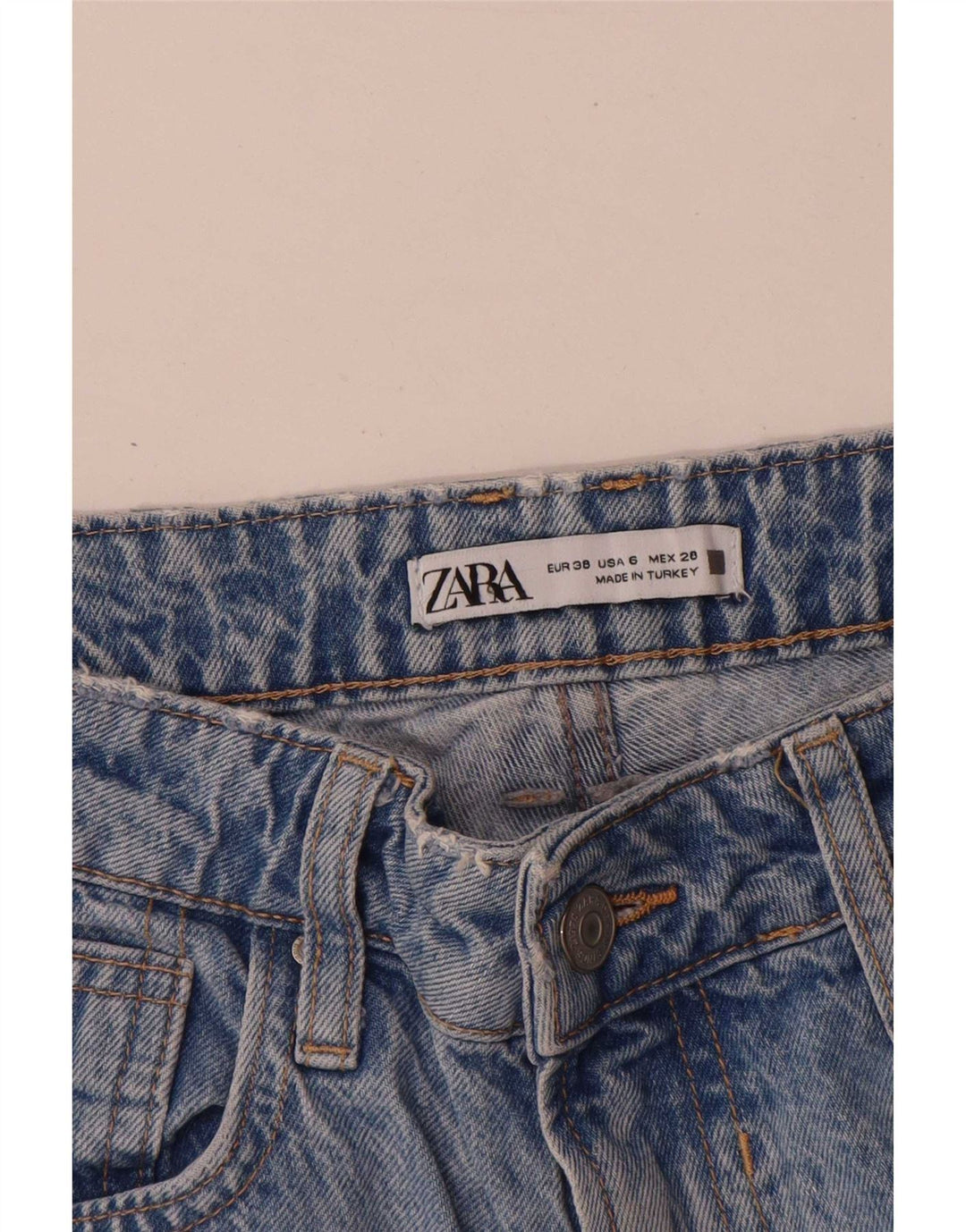 Calça jeans reta feminina Zara EU 38 pequena W28 L29 algodão azul