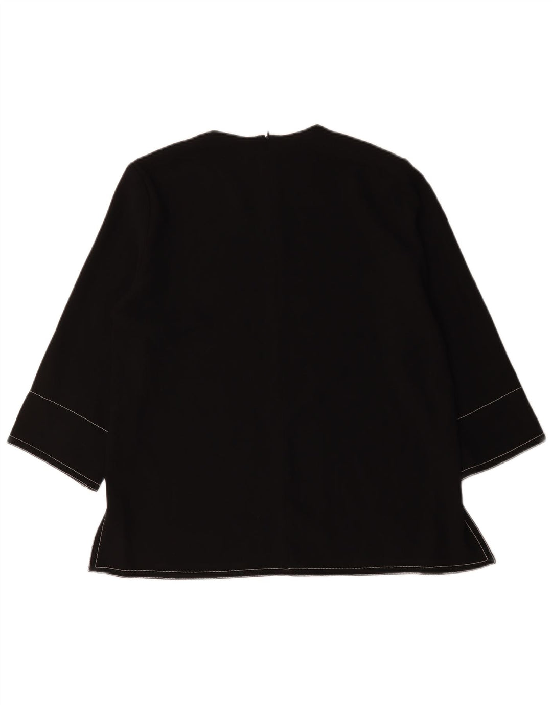 Zara blusa feminina manga 3/4 top UK 16 grande poliéster preto