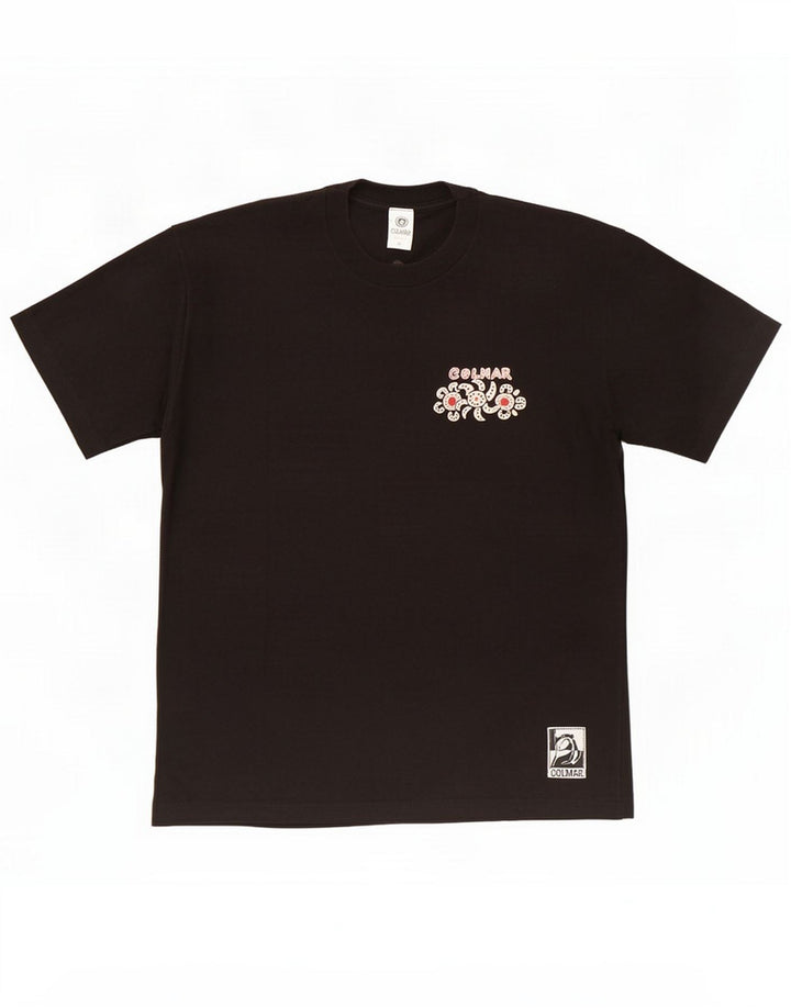 Colmar Camiseta masculina gráfica Top de algodão preto médio