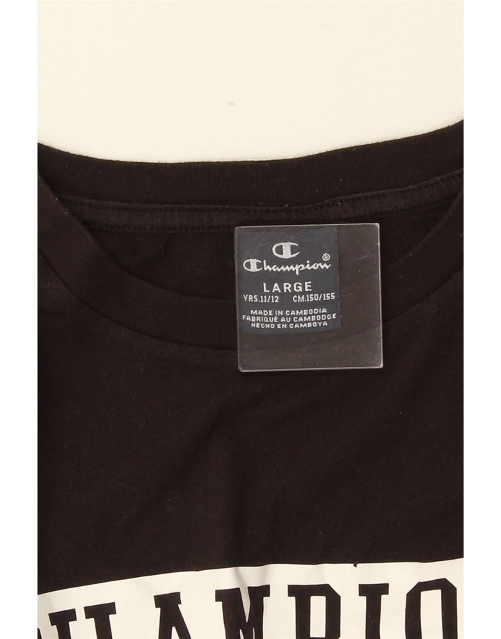 Champion Boys Graphic Top manga comprida 11-12 anos grande preto