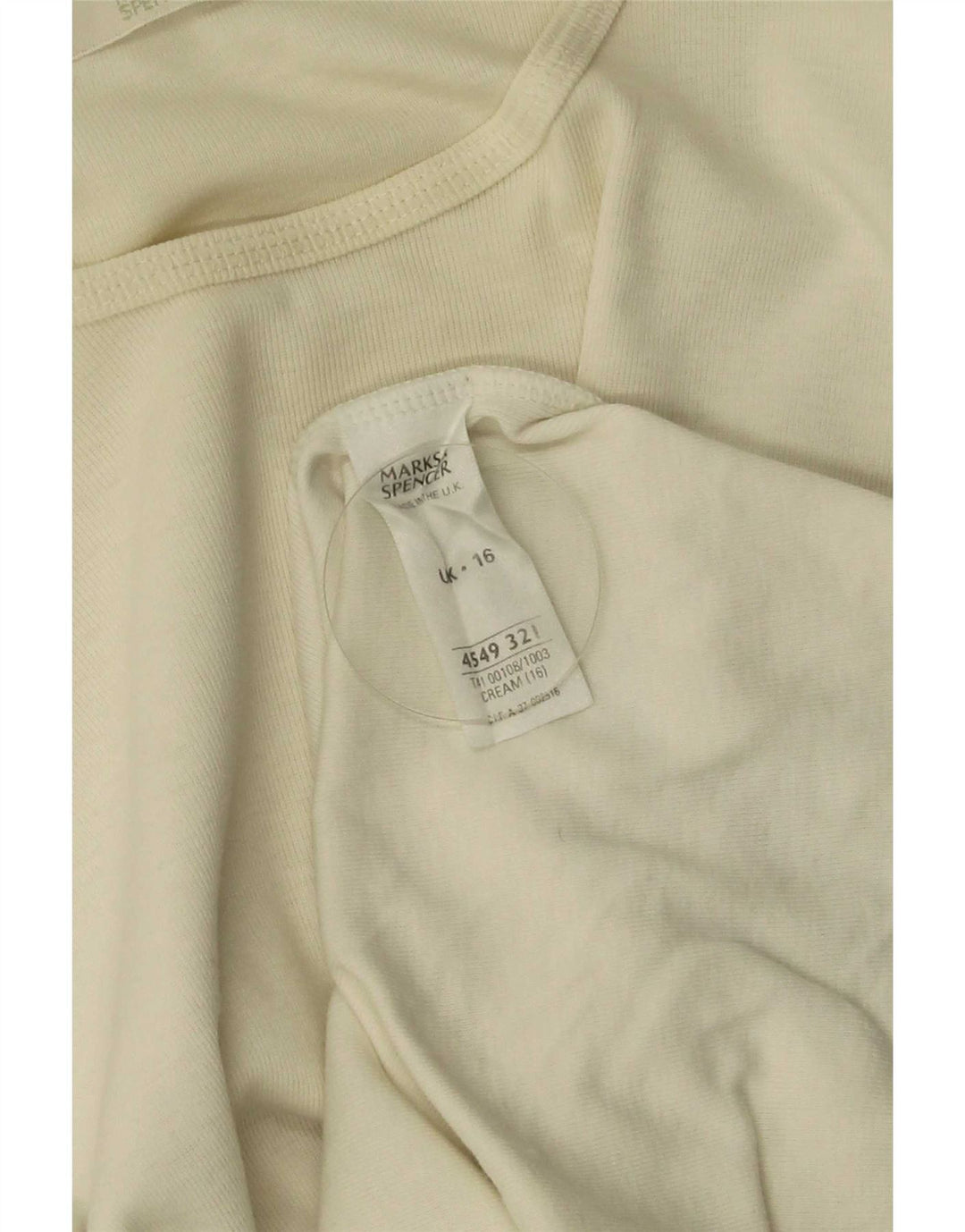 Top feminino Marks & Spencer manga comprida Reino Unido 16 grande algodão bege