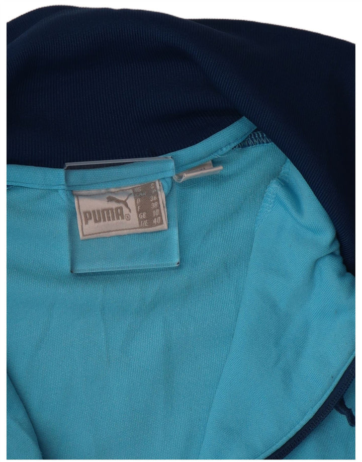 PUMA Womens Crop Tracksuit Top Jacket UK 10 Small Blue Colourblock