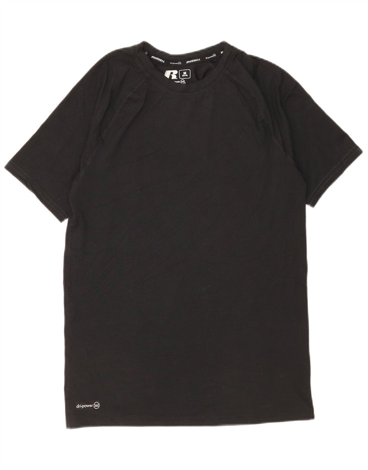 Camiseta masculina Russell Athletic Dri-Power UK 38/40 poliéster preto médio